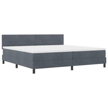 LED Boxspringbett mit Matratze Dunkelgrau 200x200 cm Samt