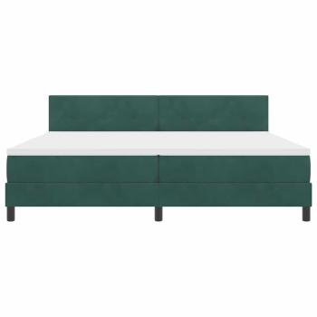 LED Boxspringbett mit Matratze Dunkelgrün 200x200 cm Samt
