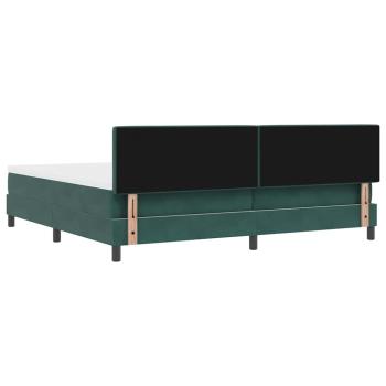 LED Boxspringbett mit Matratze Dunkelgrün 200x200 cm Samt