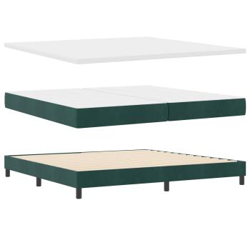 LED Boxspringbett mit Matratze Dunkelgrün 200x200 cm Samt