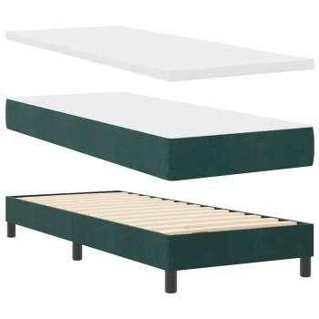 LED Boxspringbett mit Matratze Dunkelgrün 80x200 cm Samt