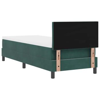 LED Boxspringbett mit Matratze Dunkelgrün 80x200 cm Samt