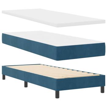 LED Boxspringbett mit Matratze Dunkelblau 80x200 cm Samt