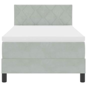 LED Boxspringbett mit Matratze Hellgrau 90x200 cm Samt