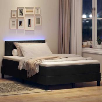 LED Boxspringbett mit Matratze Schwarz 120x190 cm Samt