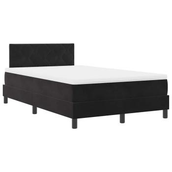 LED Boxspringbett mit Matratze Schwarz 120x190 cm Samt
