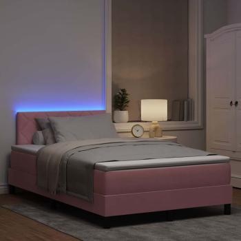 LED Boxspringbett mit Matratze Rosa 120x190 cm Samt