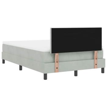 LED Boxspringbett mit Matratze Hellgrau 120x200 cm Samt