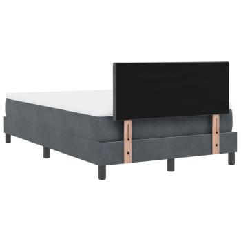 LED Boxspringbett mit Matratze Dunkelgrau 120x200 cm Samt