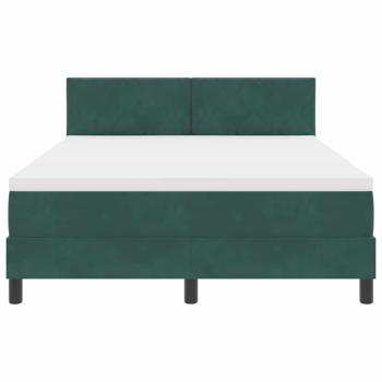 ARDEBO.de - LED Boxspringbett mit Matratze Dunkelgrün 140x190 cm Samt