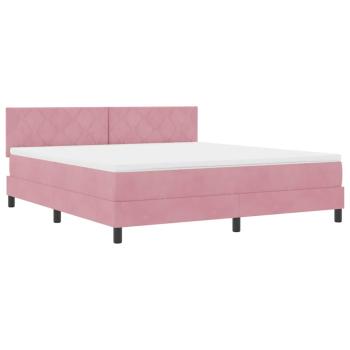LED Boxspringbett mit Matratze Rosa 180x200 cm Samt