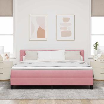LED Boxspringbett mit Matratze Rosa 180x200 cm Samt