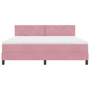 LED Boxspringbett mit Matratze Rosa 180x200 cm Samt