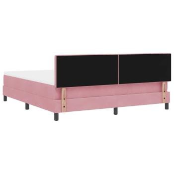 LED Boxspringbett mit Matratze Rosa 180x200 cm Samt