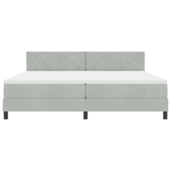LED Boxspringbett mit Matratze Hellgrau 200x200 cm Samt