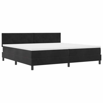 LED Boxspringbett mit Matratze Schwarz 200x200 cm Samt