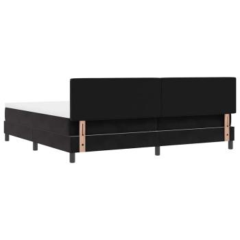 LED Boxspringbett mit Matratze Schwarz 200x200 cm Samt