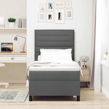 ARDEBO.de - Boxspringbett mit Matratze & LED Dunkelgrau 80x200 cm Stoff