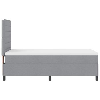 LED Boxspringbett mit Matratze Hellgrau 90x190 cm Stoff