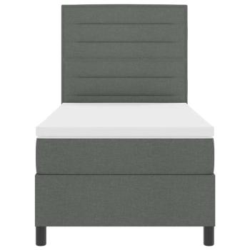 LED Boxspringbett mit Matratze Dunkelgrau 90x190 cm Stoff