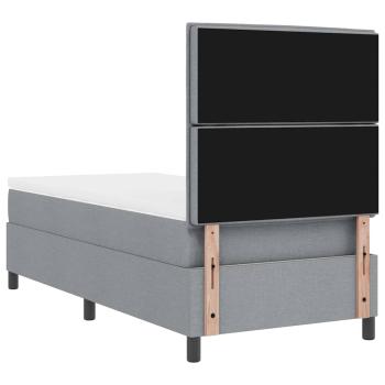 LED Boxspringbett mit Matratze Hellgrau 90x200 cm Stoff