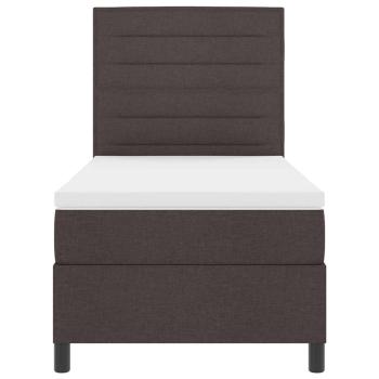 LED Boxspringbett mit Matratze Dunkelbraun 90x200 cm Stoff