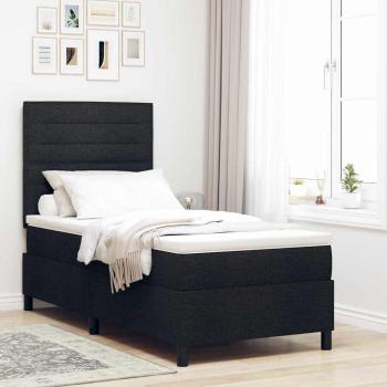 ARDEBO.de - LED Boxspringbett mit Matratze Schwarz 100x200 cm Stoff