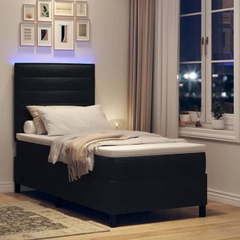 LED Boxspringbett mit Matratze Schwarz 100x200 cm Stoff