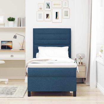 LED Boxspringbett mit Matratze Blau 100x200 cm Stoff