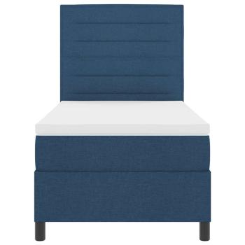 LED Boxspringbett mit Matratze Blau 100x200 cm Stoff