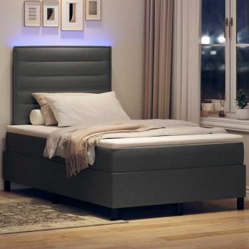 LED Boxspringbett mit Matratze Dunkelgrau 120x200 cm Stoff