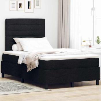 ARDEBO.de - LED Boxspringbett mit Matratze Schwarz 120x200 cm Stoff