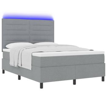 Boxspringbett mit Matratze mit LED Hellgrau 140 x 190 cm Stoff