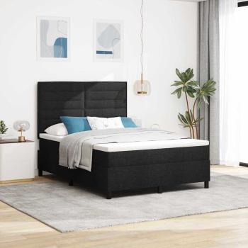ARDEBO.de - Boxspringbett mit Matratze mit LED Schwarz 140 x 190 cm Stoff