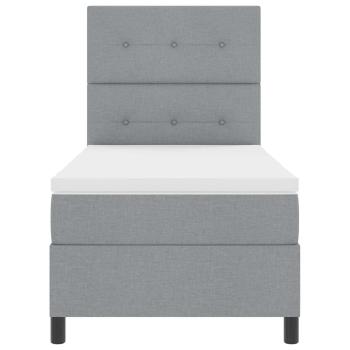 Boxspringbett mit LED-Lichtleisten Hellgrau 80 x 200 cm Stoff