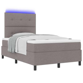 Boxspringbett mit Matratze & LED Taupe 120x190 cm Stoff