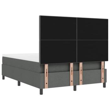 LED Boxspringbett mit Matratze Dunkelgrau 140x190 cm Stoff