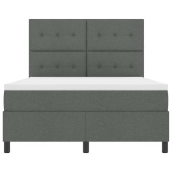 LED Boxspringbett mit Matratze Dunkelgrau 140x190 cm Stoff