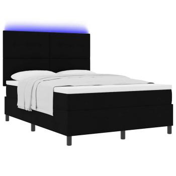 LED Boxspringbett mit Matratze Schwarz 140x190 cm Stoff