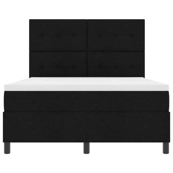 LED Boxspringbett mit Matratze Schwarz 140x190 cm Stoff