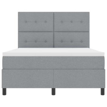 LED Boxspringbett mit Matratze Hellgrau 140x200 cm Stoff