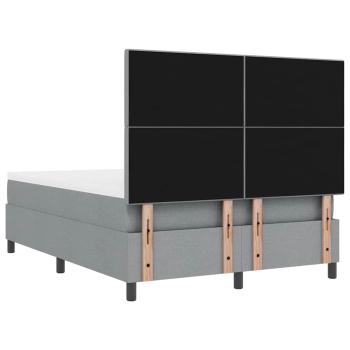 LED Boxspringbett mit Matratze Hellgrau 160x200 cm Stoff