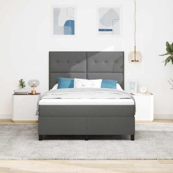 ARDEBO.de - LED Boxspringbett mit Matratze Dunkelgrau 160x200 cm Stoff
