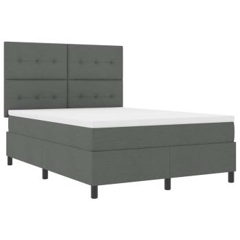 LED Boxspringbett mit Matratze Dunkelgrau 160x200 cm Stoff