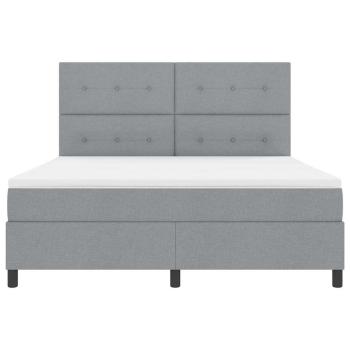 LED Boxspringbett mit Matratze Hellgrau 180x200 cm Stoff