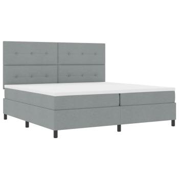 LED Boxspringbett mit Matratze Hellgrau 200x200 cm Stoff