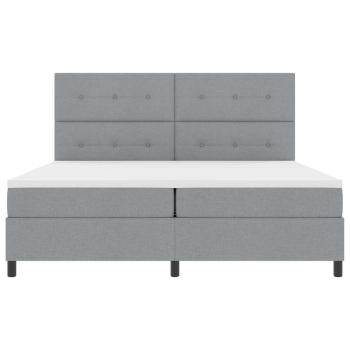 LED Boxspringbett mit Matratze Hellgrau 200x200 cm Stoff