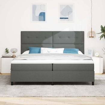 LED Boxspringbett mit Matratze Dunkelgrau 200x200 cm Stoff