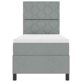 Boxspringbett mit Matratze & LED Licht Hellgrau 80x200 cm Stoff
