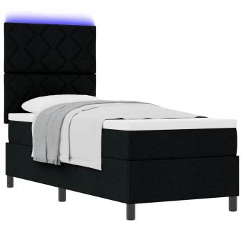 Boxspringbett mit Matratze & LED Schwarz 80x200 cm Stoff